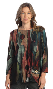 Abstract Floral French Brushed Knit Tunic