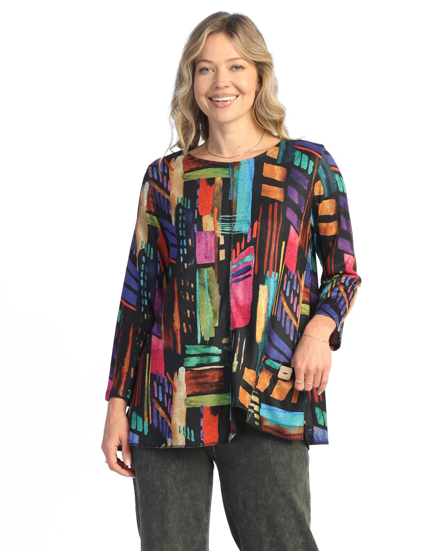 Times Square Abstract French Brushed Knit Tunic