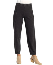 Relaxed Fit Denim Lantern Hem Pull-On Pants - Washed Black