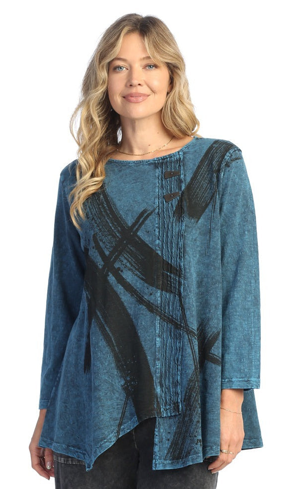 Sapphire Drama Mineral Washed Faux Wrap Top