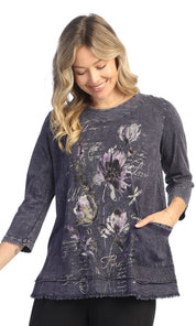 Ballet Floral Mineral Washed Cotton Slub Tunic