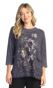 Ballet Floral Mineral Washed Cotton Slub Tunic